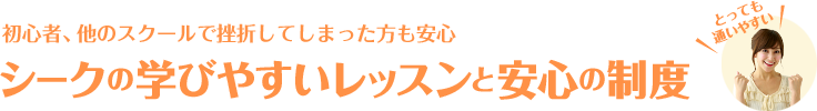 シークの学びやすいレッスンと安心の制度!